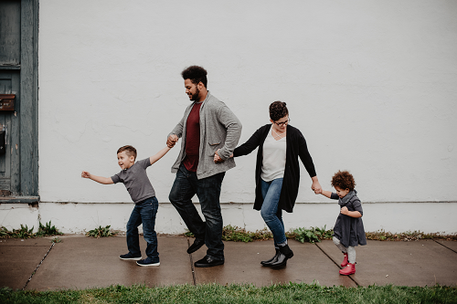 a family walking together